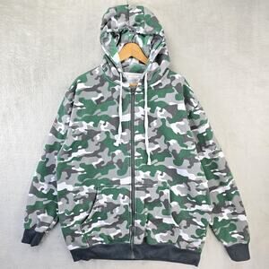 Krispy Kreme Camouflage Full Zip Hoodie Mens XL Green Limited Edition Sweatshirt